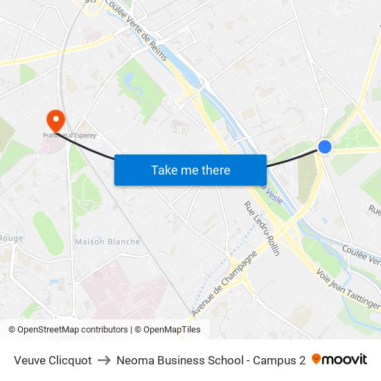 Veuve Clicquot to Neoma Business School - Campus 2 map
