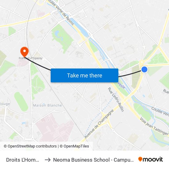 Droits L'Homme to Neoma Business School - Campus 2 map