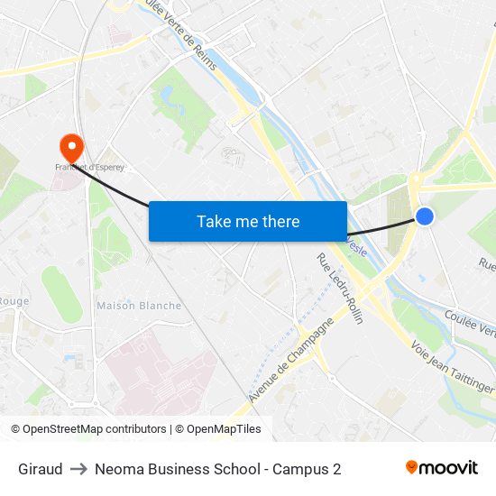 Giraud to Neoma Business School - Campus 2 map