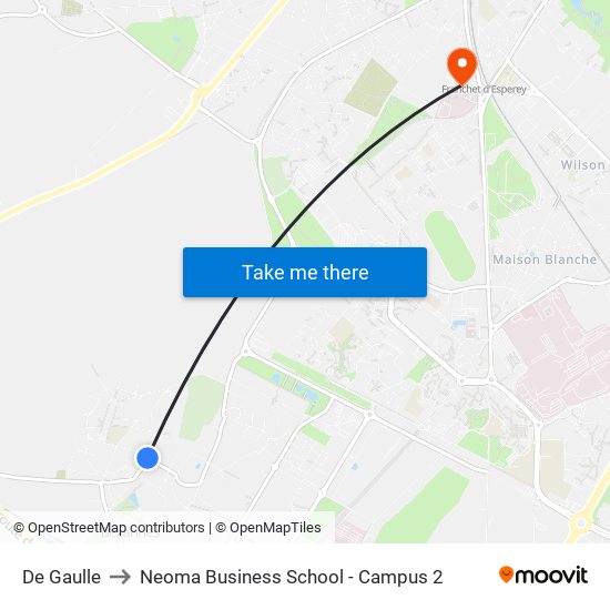 De Gaulle to Neoma Business School - Campus 2 map