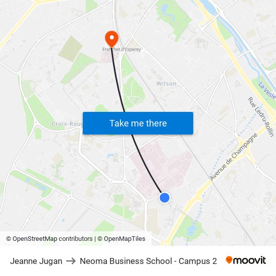 Jeanne Jugan to Neoma Business School - Campus 2 map