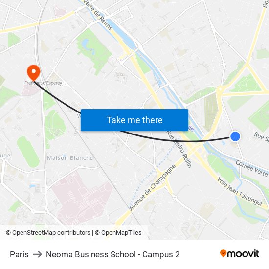 Paris to Neoma Business School - Campus 2 map