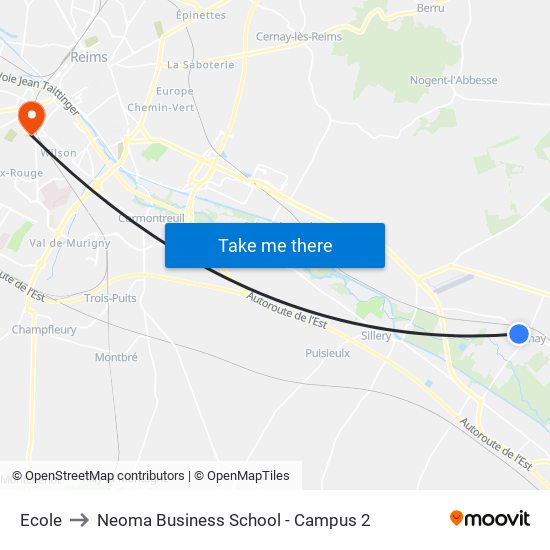 Ecole to Neoma Business School - Campus 2 map