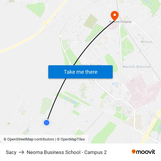 Sacy to Neoma Business School - Campus 2 map