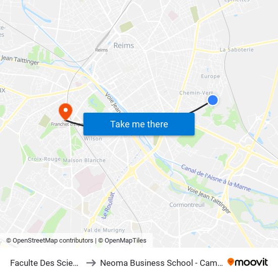 Faculte Des Sciences to Neoma Business School - Campus 2 map
