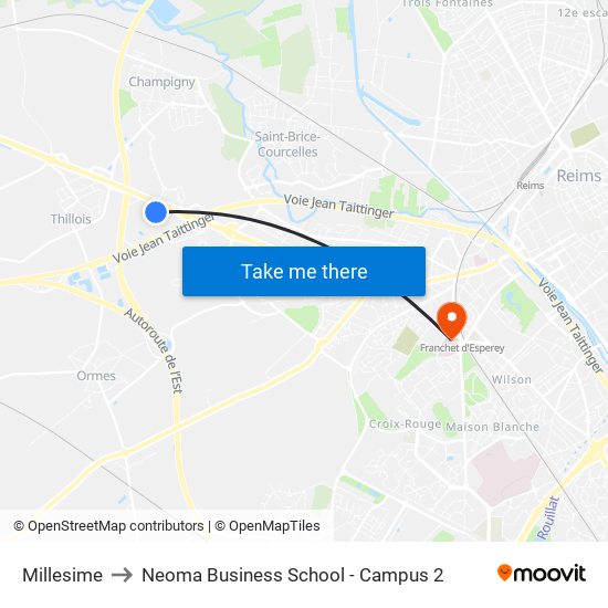 Millesime to Neoma Business School - Campus 2 map