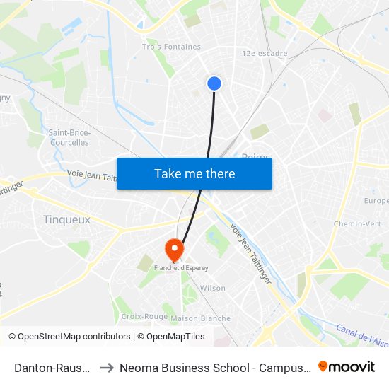 Danton-Rauseo to Neoma Business School - Campus 2 map