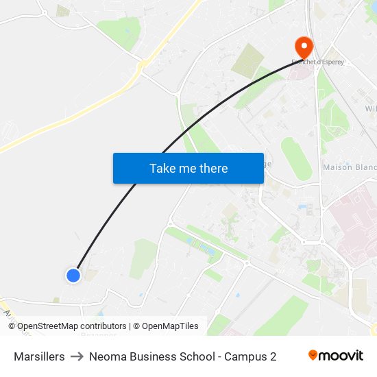 Marsillers to Neoma Business School - Campus 2 map