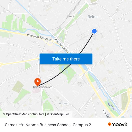 Carnot to Neoma Business School - Campus 2 map