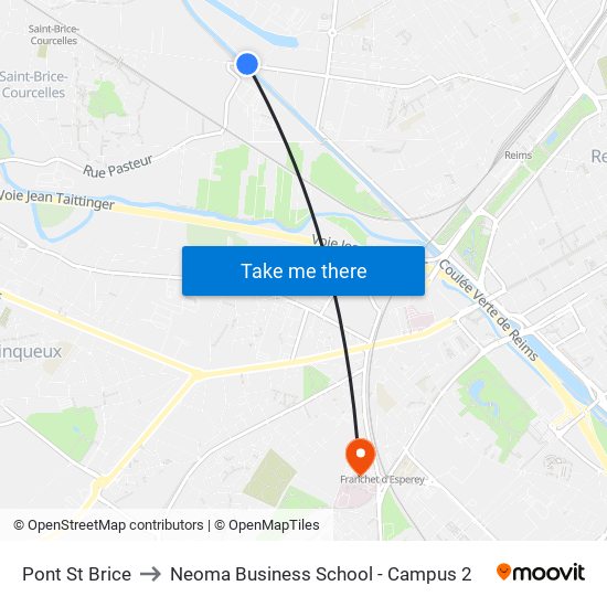 Pont St Brice to Neoma Business School - Campus 2 map