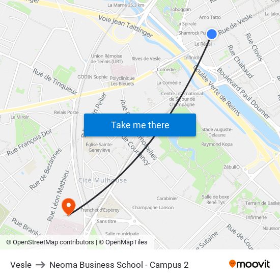 Vesle to Neoma Business School - Campus 2 map