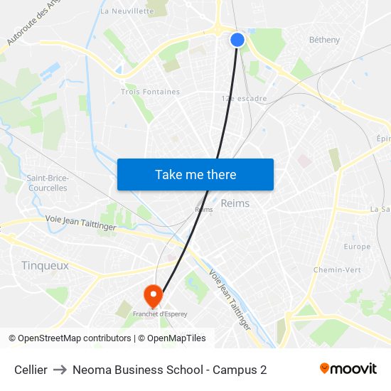 Cellier to Neoma Business School - Campus 2 map