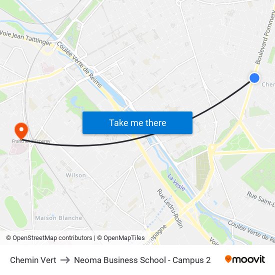 Chemin Vert to Neoma Business School - Campus 2 map