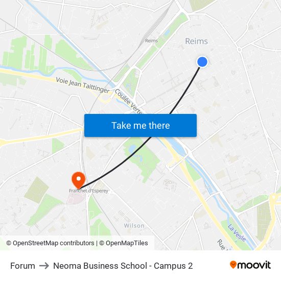 Forum to Neoma Business School - Campus 2 map