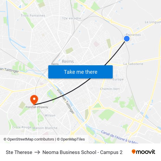 Ste Therese to Neoma Business School - Campus 2 map