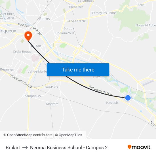 Brulart to Neoma Business School - Campus 2 map