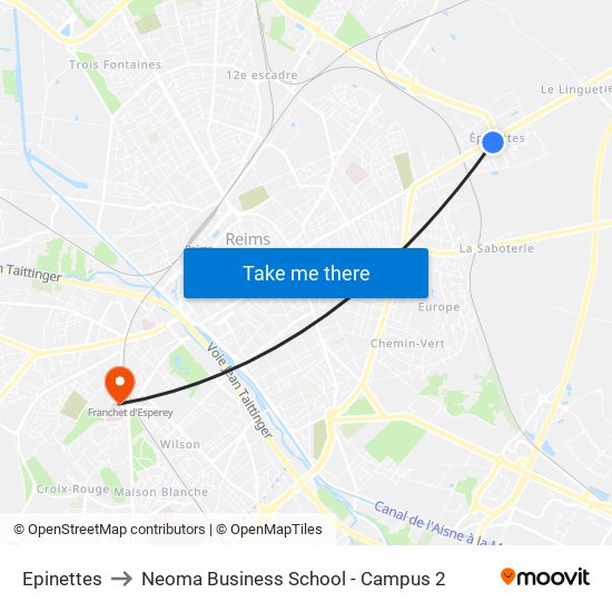 Epinettes to Neoma Business School - Campus 2 map