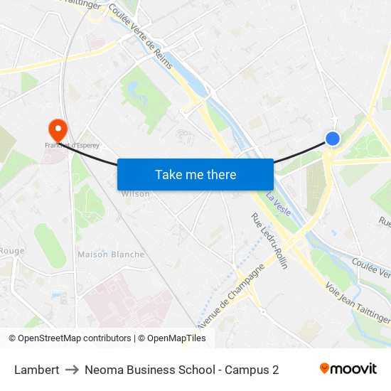 Lambert to Neoma Business School - Campus 2 map