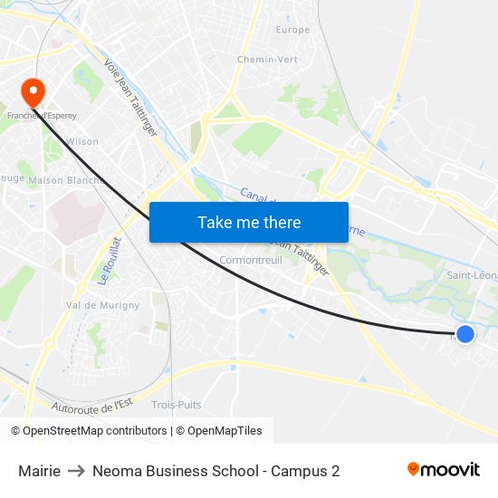 Mairie to Neoma Business School - Campus 2 map