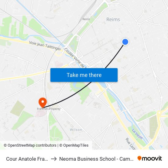 Cour Anatole France to Neoma Business School - Campus 2 map