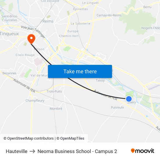 Hauteville to Neoma Business School - Campus 2 map