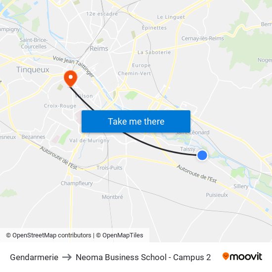 Gendarmerie to Neoma Business School - Campus 2 map