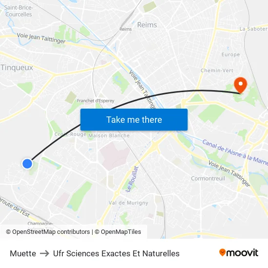 Muette to Ufr Sciences Exactes Et Naturelles map