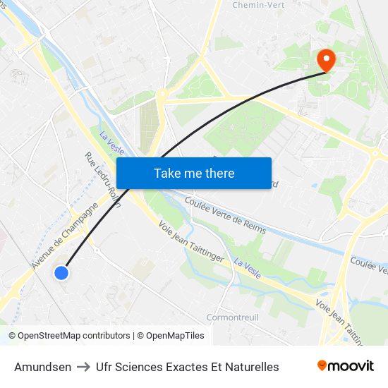 Amundsen to Ufr Sciences Exactes Et Naturelles map