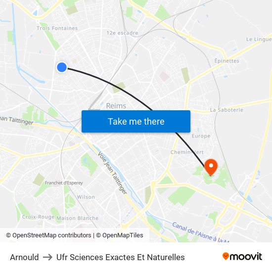 Arnould to Ufr Sciences Exactes Et Naturelles map