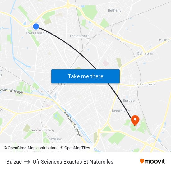 Balzac to Ufr Sciences Exactes Et Naturelles map