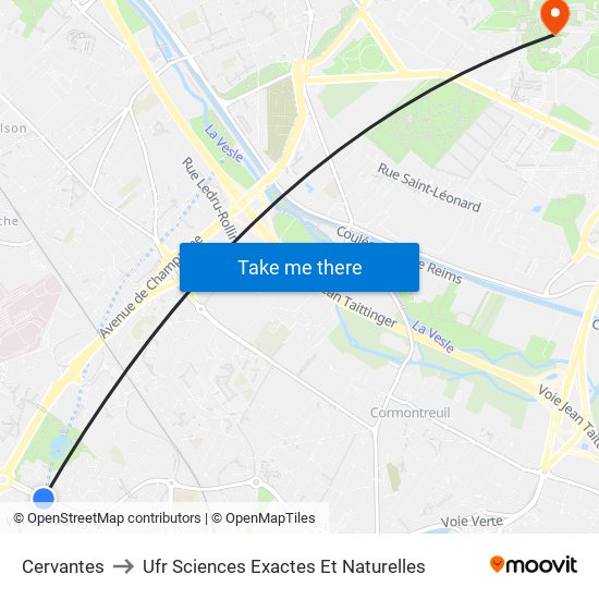 Cervantes to Ufr Sciences Exactes Et Naturelles map