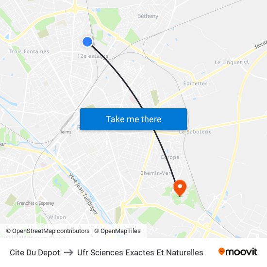 Cite Du Depot to Ufr Sciences Exactes Et Naturelles map