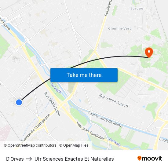 D'Orves to Ufr Sciences Exactes Et Naturelles map