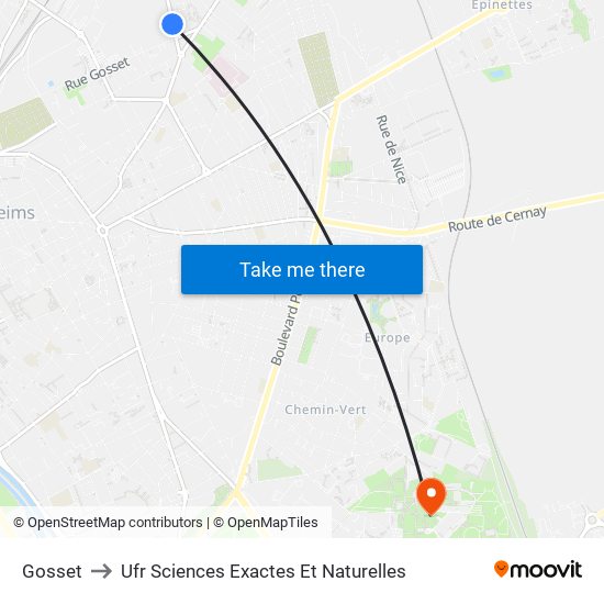 Gosset to Ufr Sciences Exactes Et Naturelles map