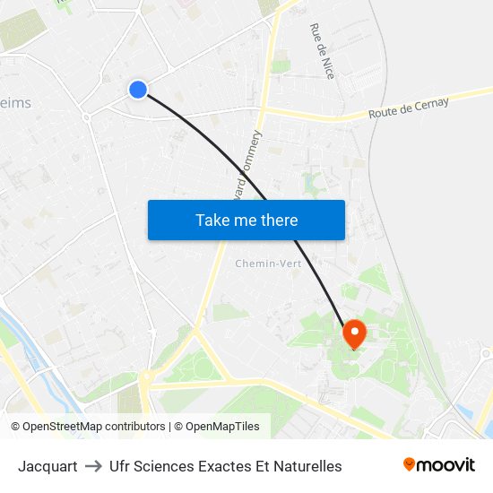 Jacquart to Ufr Sciences Exactes Et Naturelles map