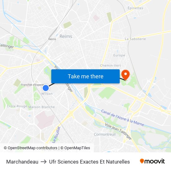 Marchandeau to Ufr Sciences Exactes Et Naturelles map