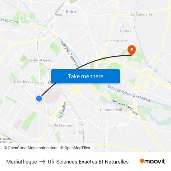 Mediatheque to Ufr Sciences Exactes Et Naturelles map