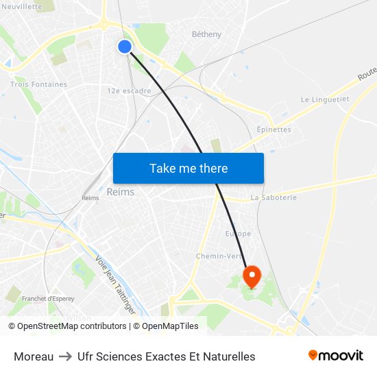 Moreau to Ufr Sciences Exactes Et Naturelles map