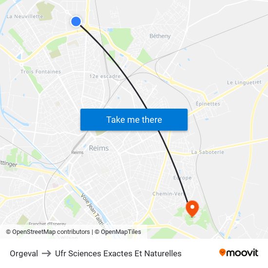 Orgeval to Ufr Sciences Exactes Et Naturelles map