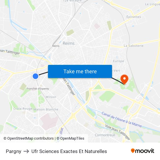 Pargny to Ufr Sciences Exactes Et Naturelles map