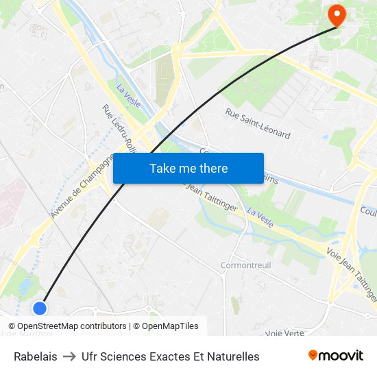 Rabelais to Ufr Sciences Exactes Et Naturelles map