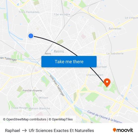 Raphael to Ufr Sciences Exactes Et Naturelles map