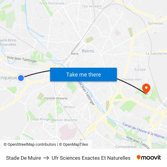 Stade De Muire to Ufr Sciences Exactes Et Naturelles map