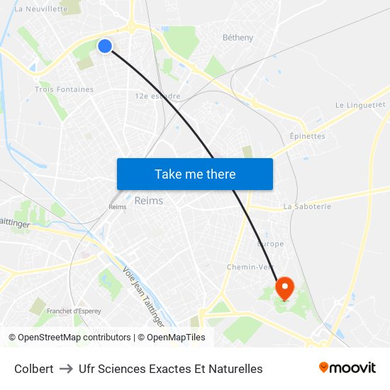 Colbert to Ufr Sciences Exactes Et Naturelles map