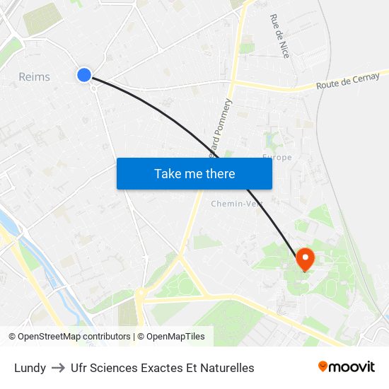 Lundy to Ufr Sciences Exactes Et Naturelles map