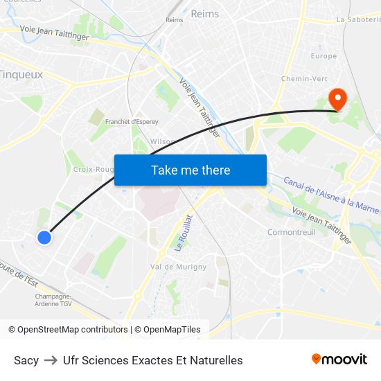 Sacy to Ufr Sciences Exactes Et Naturelles map