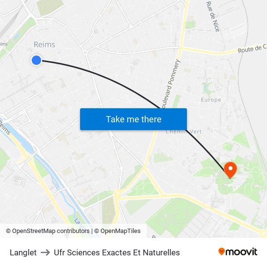 Langlet to Ufr Sciences Exactes Et Naturelles map