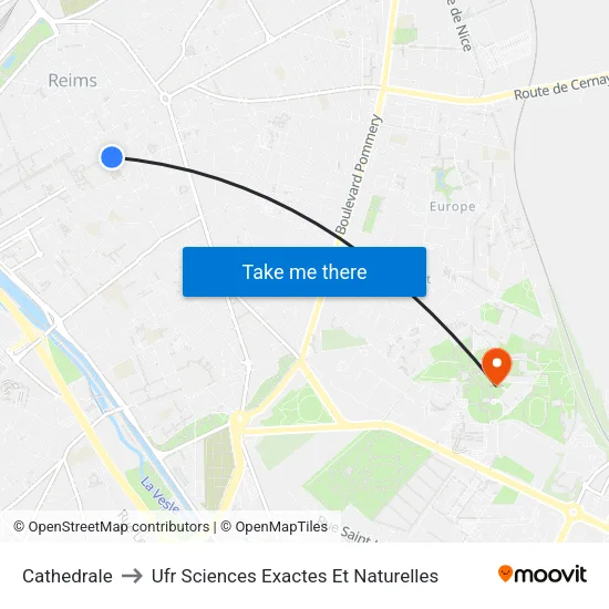 Cathedrale to Ufr Sciences Exactes Et Naturelles map