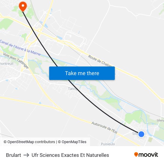 Brulart to Ufr Sciences Exactes Et Naturelles map