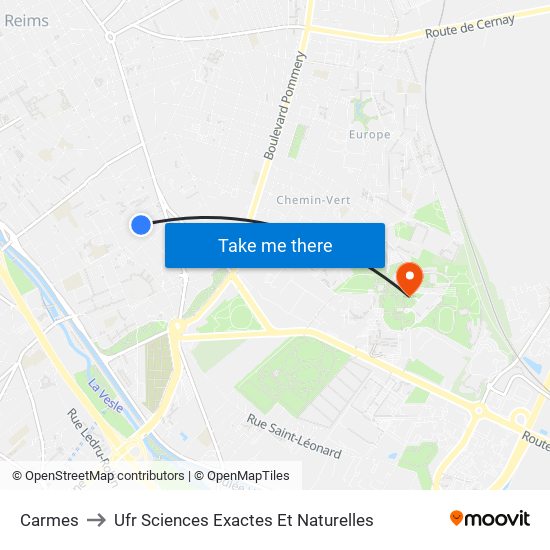 Carmes to Ufr Sciences Exactes Et Naturelles map